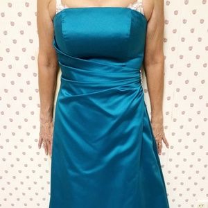 Teal formal Strapless Dress